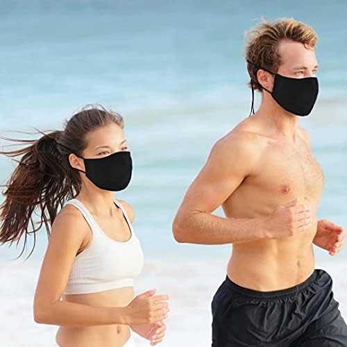 Máscaras faciais, máscara de facilidade preta de 3 camadas unissex reutilizável lavável para alças de orelha ajustáveis ​​clipes de