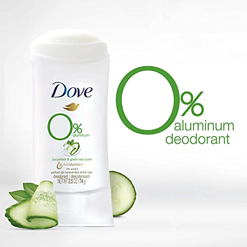 Pomba 0% de desodorante de alumínio não irritante para o pepino de cuidados nas axilas e chá verde, 2,6 oz
