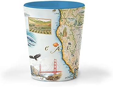 XPlorer mapeia o mapa do norte da Califórnia Glass Ceramic Shot, sem BPA - para escritório, casa, presente, festa