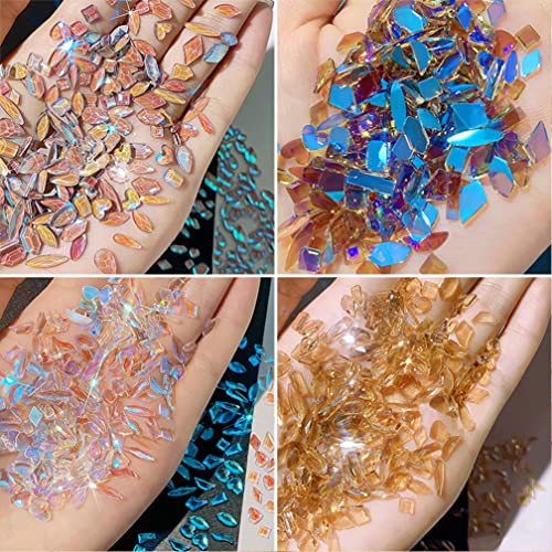 Jóias de jóias de unhas para unhas, 80 pcs 3d aurora mix shinestone cristal de abaciário de luxo para pregos decorações