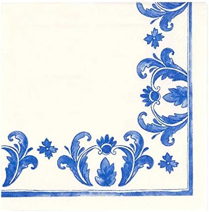 X & O Artigos de papel Blue China tema Cocktail Guardily, 20pc, 5,5 '' x 5,5 ''