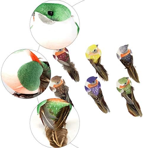6pcs pássaros artificiais pássaros em penas de penas de espuma simulada estátua de pássaro na árvore de natal