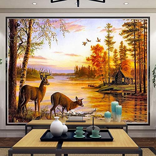 Pintura a óleo pintada à mão Rtyuihn na paisagem do rio do cervo, adequada para a sala de estar decoração de casa/arte