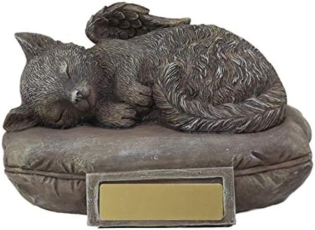 Ebros Catinho de Anjo Celestial Dormindo On Cremação Cremação Urna Estátua Memorial de Pet Small Pet com Nome de Brass Gravável Placa