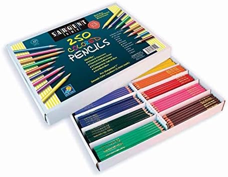 Sargent Art Pré-Sarpened Color Art Lápis, cores variadas, caixa de 250