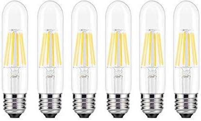 Bulbo tubular de lâmpada LED de 6pack T10 3W, base E26, Branco Clear Warm White 2700k, LED Edison Bulb 30W equivalente, 110-120VAC, diminuído