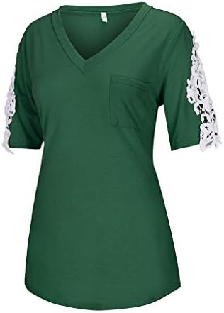 Blusa feminina de lda de renda de crochê curta vesas de pescoço de pescoço de pescoço verão blusas de túnica de cor sólida casual