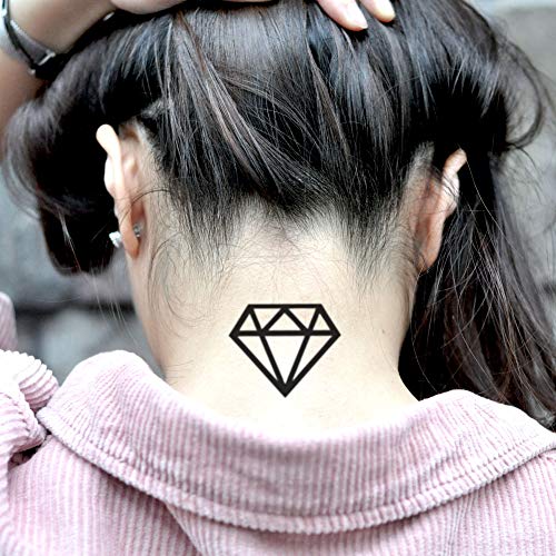 Adesivo de tatuagem temporária do pescoço de diamante - ohmytat