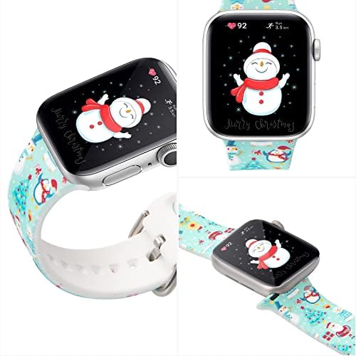 BLINKBRONE Silicone Apple Watch Band 3 pacotes para Iwatch 38/40/41/42/44/45/49mm, Silicone Holiday Impresso de relógio