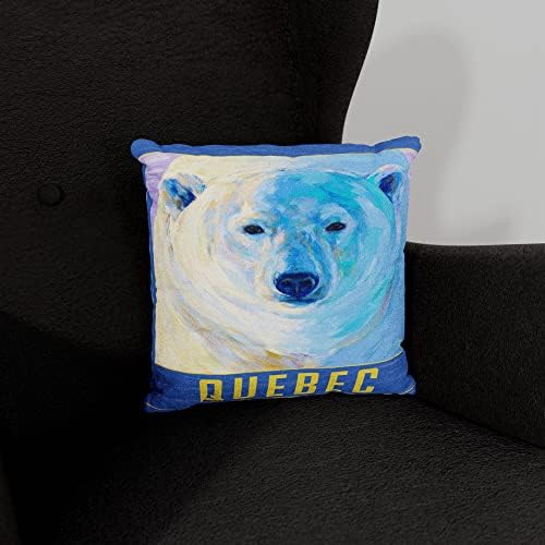Quebec Polar Bear Faux Suede Sofá Pillow da pintura a óleo do artista Kari Lehr 18 x 18.