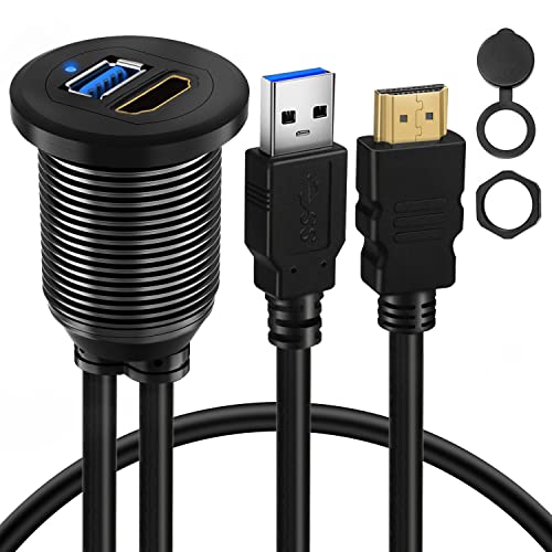 Batige USB 3.0 e HDMI para HDMI + USB 3.0 Cabo de descarga de montagem de carro, cabo de extensão do painel de liga de liga