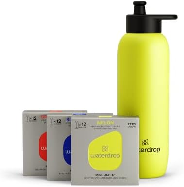Gotas aquáticas - Bottle de água de aço inoxidável com conjunto de esportes de microlíticas - garrafa leve com 36 cubos de microlítos