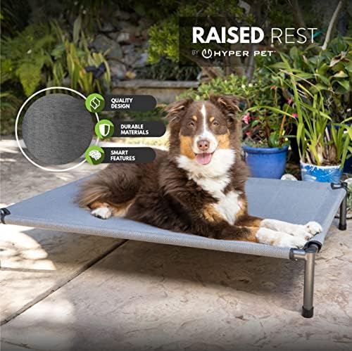 Hyper Pet Rest Rest DeLuxe Elevado Cedro 40x30x6.99 Holds 125 lbs-cinza