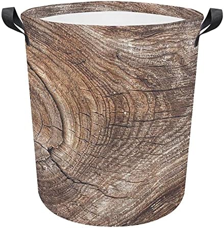 Foduoduo cesta de lavanderia marrom cinza velho árvore de madeira cesto de madeira com alças cesto dobrável Saco de armazenamento
