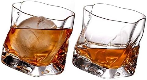 Whisky Decanter duplo antiquado de vidro de uísque, 10 oz de rochas pesadas rochas de barra de barra de barra de barra para,