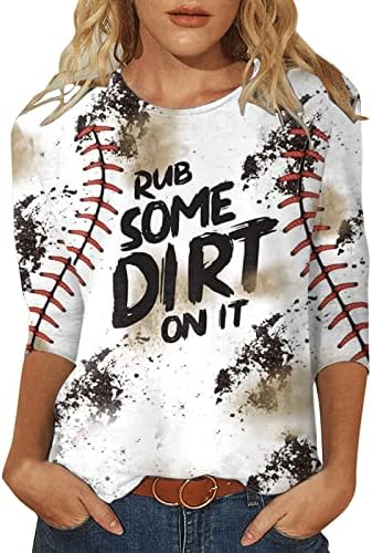 Baseball feminino de mulher impressa três quartos de manga t camisetas primavera no verão tops casuais redondo camisas