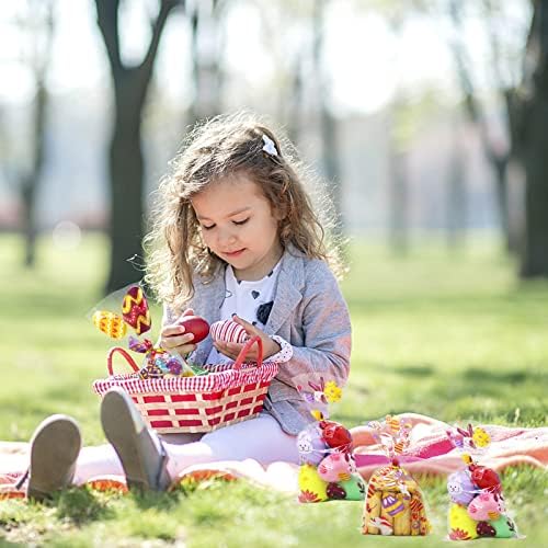 Zmciner 120pcs Sacos de doces de celofane da Páscoa, sacos de tratamento de Páscoa com laços de torção para a festa da Páscoa Favory