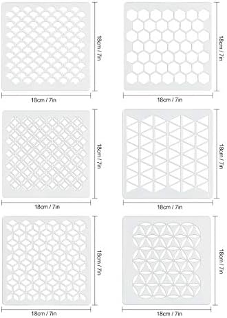 6 set estênceis geométricos sagrados de favo de mel, 7 polegadas de pintura de arte de estêncil Sashiko para recortes de recortes