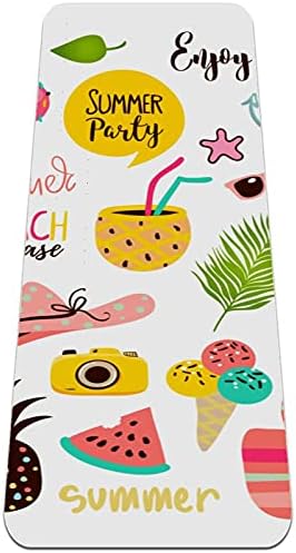 Tropical Summer Beachyoga Mat Long 72x24in 6mm Espalhar exercício de fitness com cinta de ioga