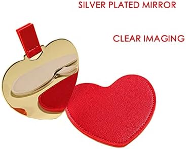 KFZDCG 3 PCS Compact Pocket Stainless Self Mirror - Mini Pequeno Espelho de Mãos de Mãos de Coração em forma de coração Com capa de couro PU para Camping Home Gift para mulheres para mulheres meninas