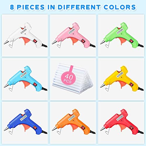 Zhengmy 8 peças Mini Hot Glue Gun com 40 palitos de cola para o projeto escolar Pequena arma de fusão quente para crianças Gun Craft Gun para projetos de artesanato pequeno DIY e reparos rápidos em casa, multicolor