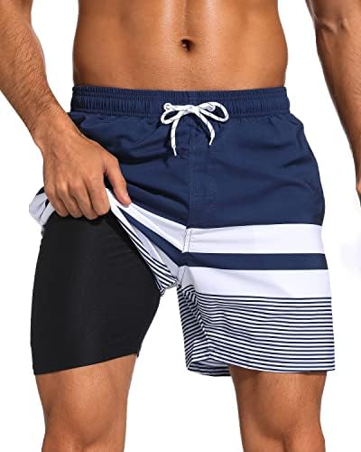 SilkWorld Quick Dry Mens Swimming Turncos com revestimento de compressão de maiô de banheira shorts com bolsos com zíper