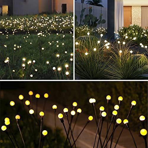 Luzes solares do jardim solar Sukesou, novas luzes solares solares atualizadas, à prova d'água ao ar livre por luzes decorativas do jardim de vento para decoração de caminho do pátio do pátio