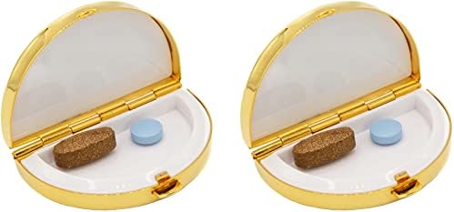 Conjunto de 2 caixas de comprimidos de bolso semi -circular e organizador com compartimentos duplos
