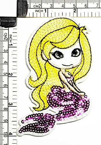Kleenplus 2pcs. Little Princesa Sereia Cartoon Ferro em Patches Atividades O logotipo bordado vestirá Jeans Jeans Jeans Backpacks Backpacks camisetas Acessórios