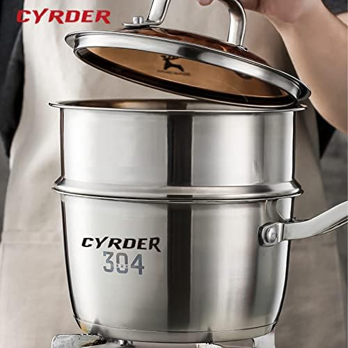 Cyrder 1,5 Posco de quart com cesto de vaporizador, molho de aço inoxidável premium de 18/8, panela pesada, fáceis com alça