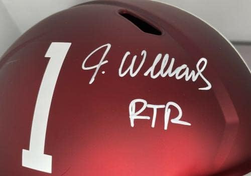 Jameson Williams assinou o capacete de futebol do Alabama Blaze em tamanho grande com JSA COA - capacetes da faculdade autografados