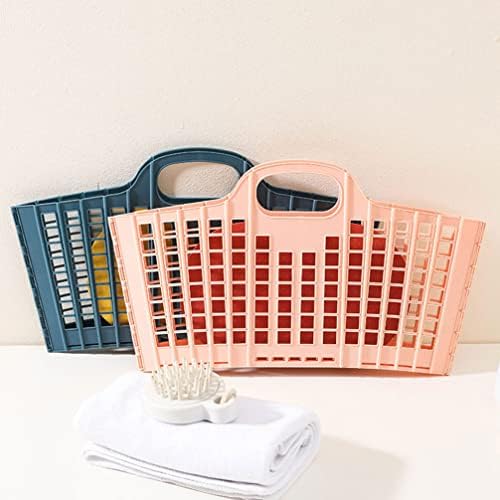 Anguely 2pcs Plástico, cesto de higiene pessoal portátil caddy cesto compras bolsas de bolsas de piquenique ao ar livre com alças para casa de cozinha em casa banheiro rosa azul