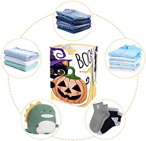 Halloween do Indomer de Cartoon Cat com abóbora 300D Oxford PVC Roupas à prova d'água cesto de roupa grande para cobertores Toys de roupas no quarto