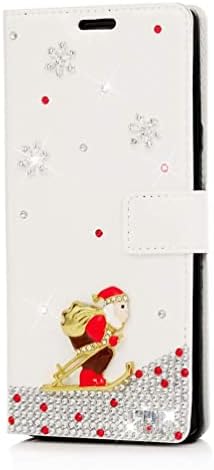 Fairy Art Crystal Cartlet Caixa de telefone compatível com Samsung Galaxy A10E - Papai Noel - Branco - 3D Tampa de couro
