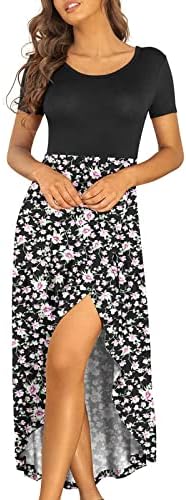 Mulheres vestido de verão longa manga curta de manga curta esvoaçante lacta de vestido baixo de baixo tamanho vestido