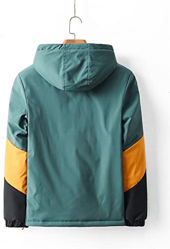 Jackets Ninq para homens - Men color Block Letter Borderyer Half Zipper Hooded Capel