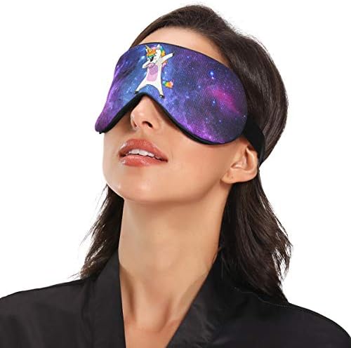Alaza Fantasia Espaço Exterior Galaxy Starfield Dabbing Unicorn Rainbow Máscara de dormir engraçada para homens Blackout Refrige
