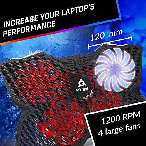 Klim Wind Cobra laptop Pad para laptop com 4 ventiladores de resfriamento a 1200 rpm e Blaze Pro