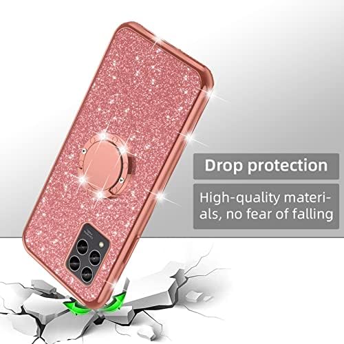 Nancheng para T -Mobile Revvl 6 Pro 5G Caso, caso de revvl 6 Pro 5g Girls Glitter Glitter Luxo Luxo Silicone Silicone Claro com capa de telefone protetora à prova de choque - Rose Gold