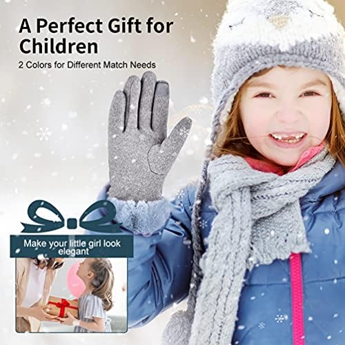 Luvas de lã de inverno para crianças - 2 pares de meninas luvas de tela sensível