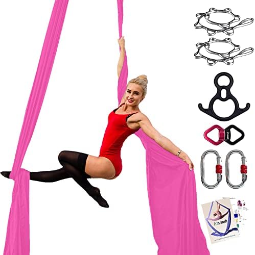 Equipamento de sedas de ioga aérea de iosmeh, 9 jardas de tecido de tricot de nylon de ioga de ioga aérea de 9 jardas,