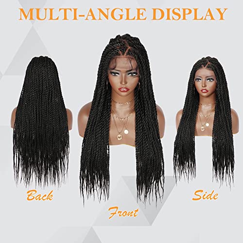 ALEBERY 13X5 Triângulo frontal de renda sem nó sem nó senegal perucas trançadas para mulheres negras Senegales Braids Lace Wig com