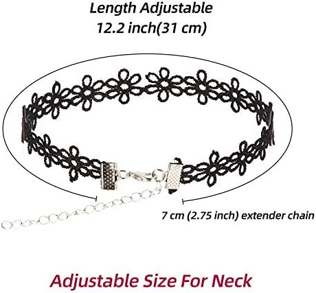 Colar de gargantilha K & Q 56 PCs, colar de colar gótico colorido clássico e colar de gargantilha de veludo de renda negra para meninas