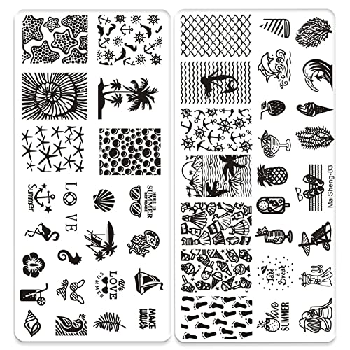 Niceneeded 6pcs Nail Art Placas de estampagem, Ocean Animal Tema Nail Art Image for Women Designer Diy Decoration