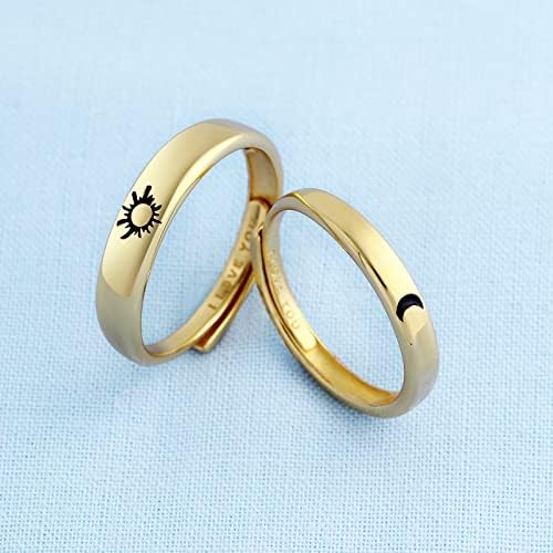 Beydodo 925 Silver Rings Sun ajustável Custom Rings Combation Rings Gravados I Love You Couples Rings Wedding Wedding