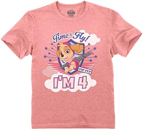 Paw Patrol Skye 4º Aniversário Camisa de menina de 4 anos de idade, meninas de meninas, camiseta infantil