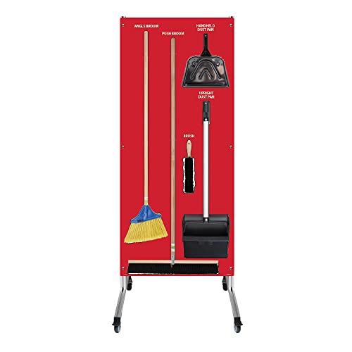 Mobile Clean & Sweep Sweebroom com carrinho móvel e ferramentas incluídas, material de aluma-lite de 68 x 30, vermelho com sombras brancas por accuformnmc