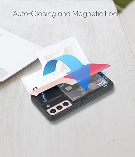 Caixa de Qoosan Galaxy S22 com carteira de carteira capa Slim Telefone, rosa