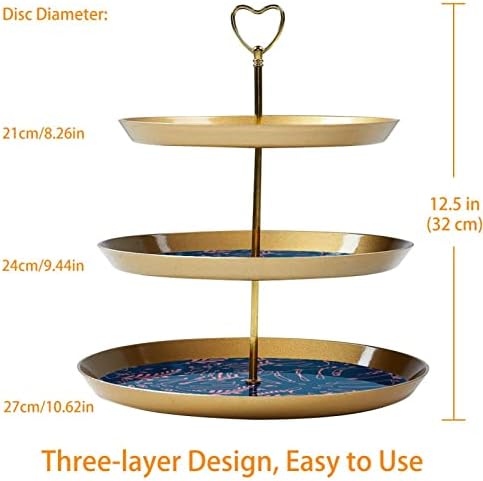 Exibição da árvore da torre de bolo redonda, suporte de sobremesa plástica de 3 camadas, bandeja de torre sobremes