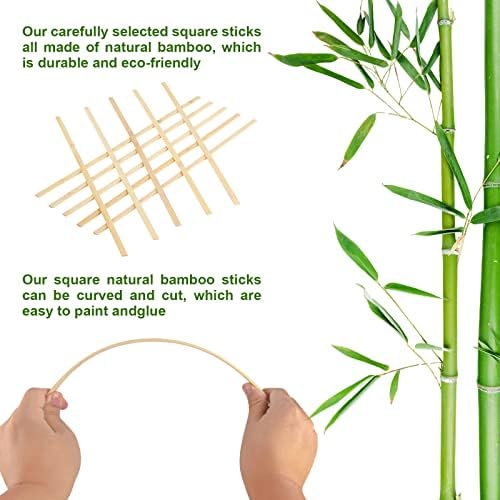 100 peças Nature Bamboo Sticks - Extra Long 15,7 polegadas artesanato de madeira Forte de madeira forte para projetos de criação,